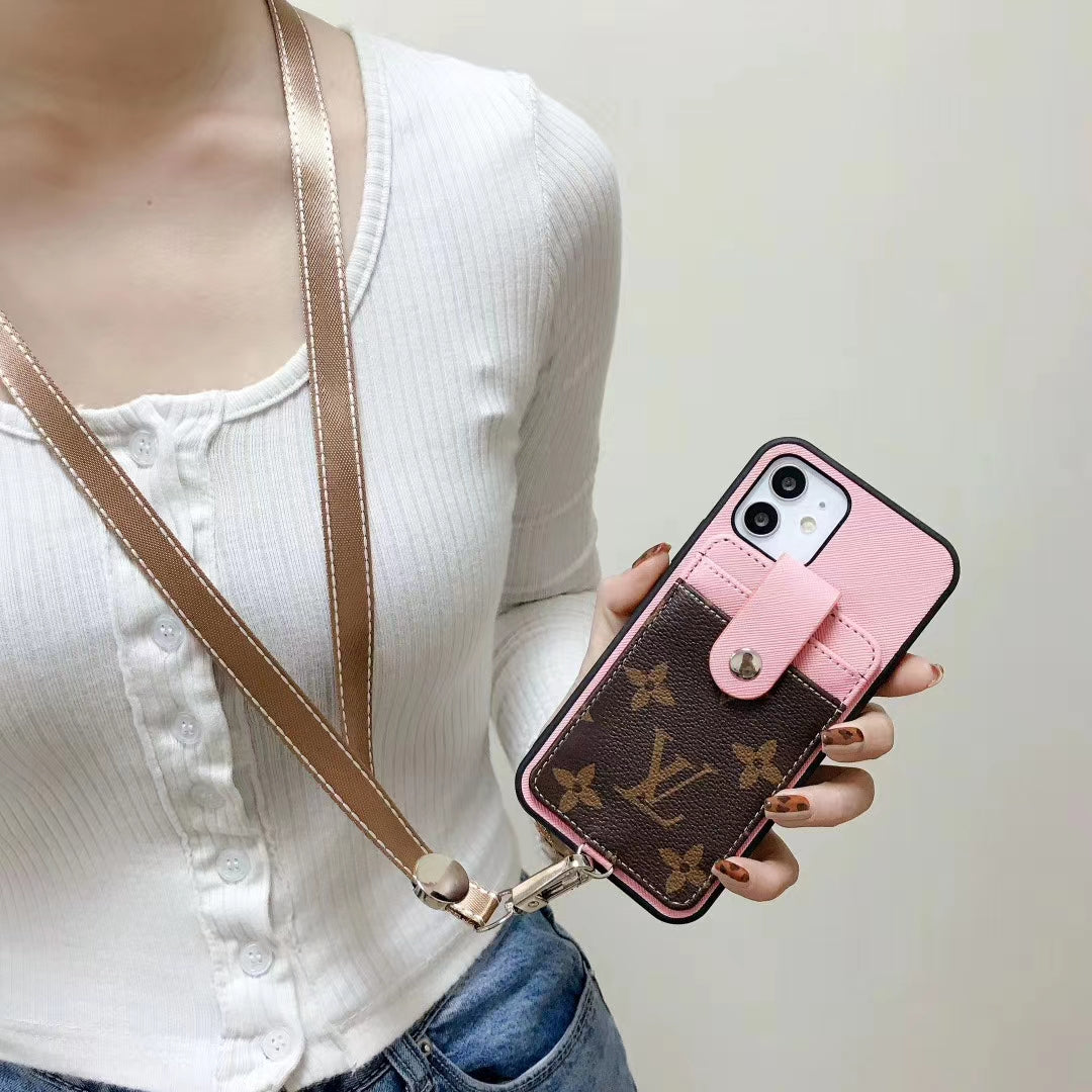 Splicing leather card case phone case
