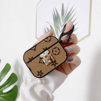 Retro flower  leather Airpods case