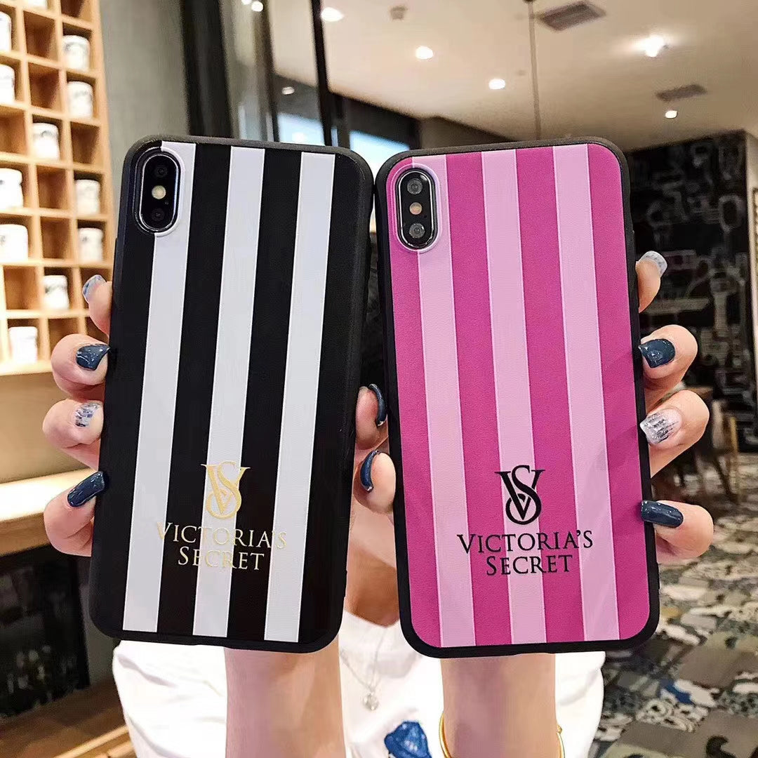 Fashion matte black striped phone case