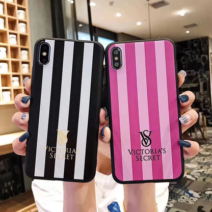Fashion matte black striped phone case