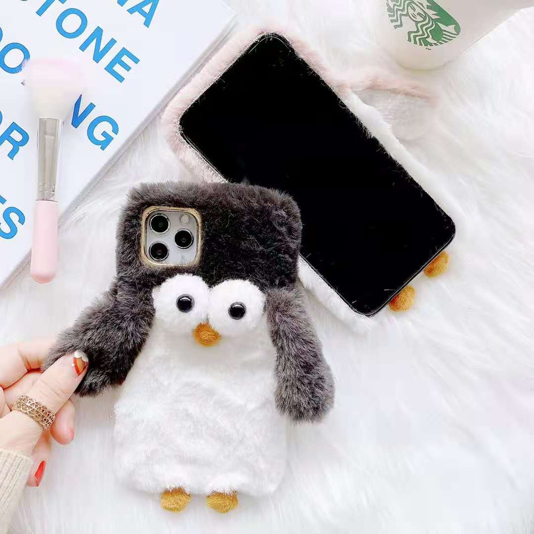 Cartoon penguin plush phone case
