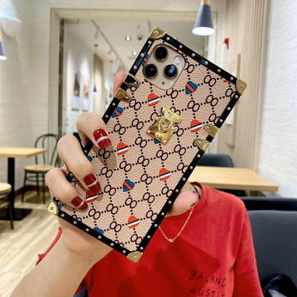 Luxurious leather square phone case for samsung