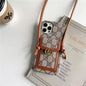 Luxury letter printing  leather card crossbody phone case for iphone