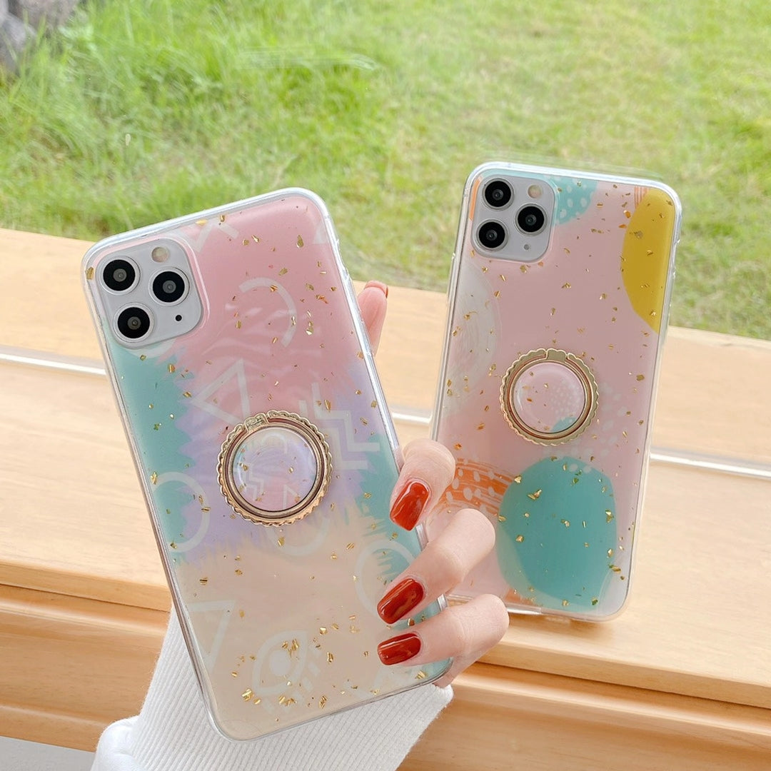 Pink gold foil stand phone case