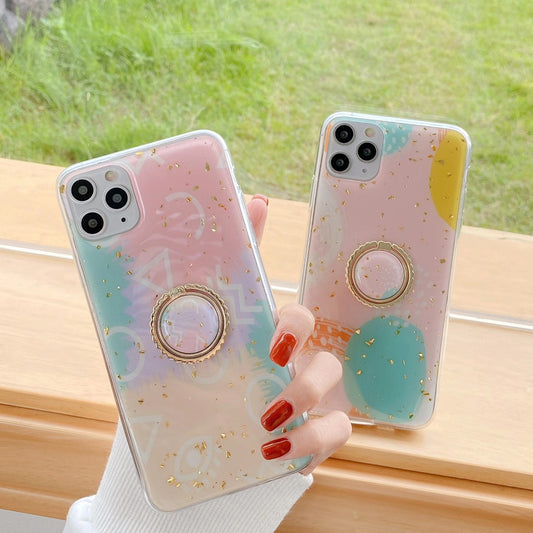 Pink gold foil stand phone case