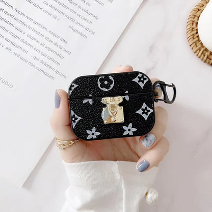 Retro flower  leather Airpods case