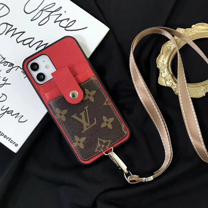Splicing leather card case phone case