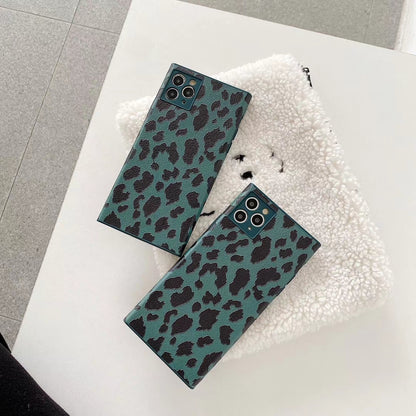 Leather Leopard Square Phone Case