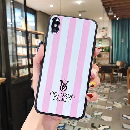 Fashion matte black striped phone case