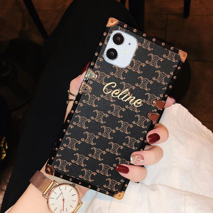 Leather lanyard  square phone case