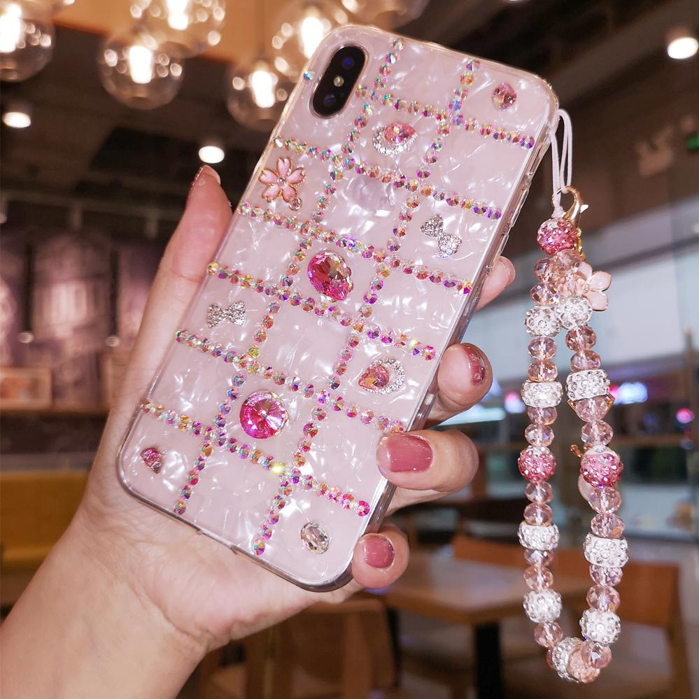 Rhinestones Shell Pattern Bracelet Phone Case