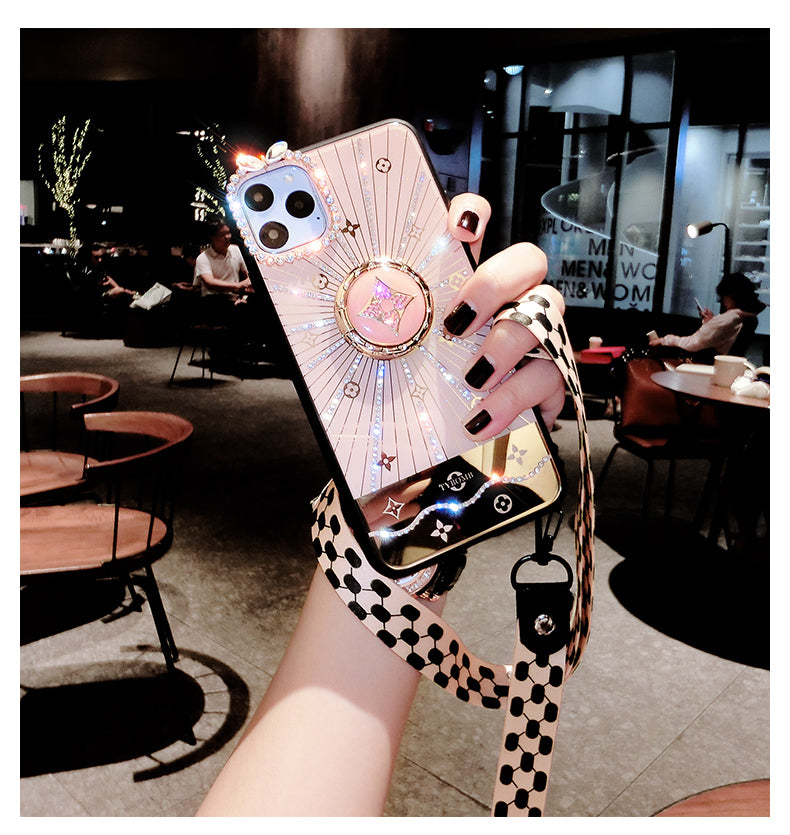 Diamond makeup mirror phone case for huawei