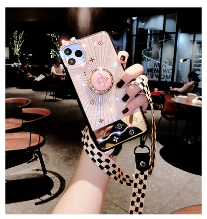 Diamond makeup mirror phone case for huawei