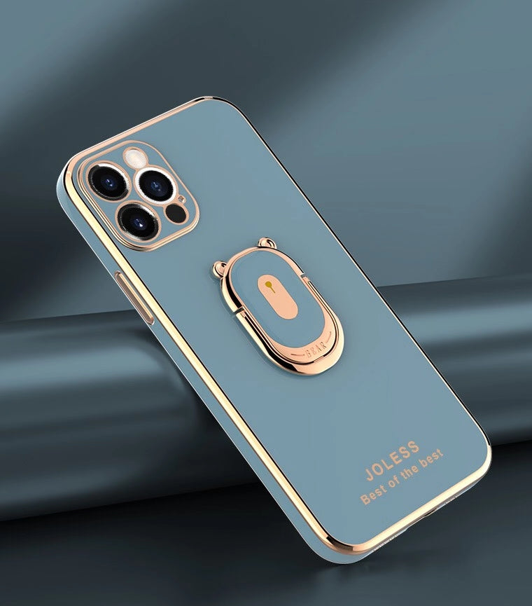Electroplating bear Bracket phone case