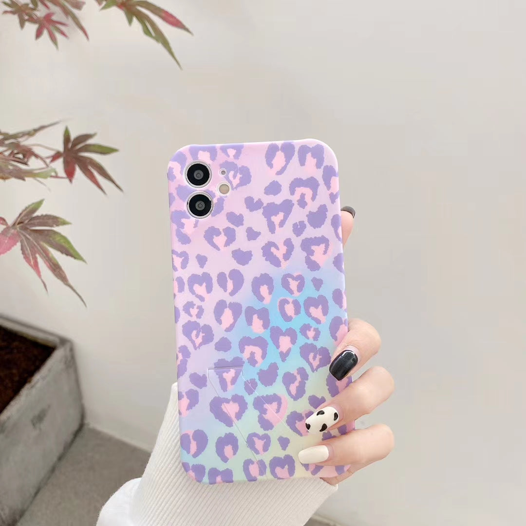 Cute leopard print liquid silicone phone case