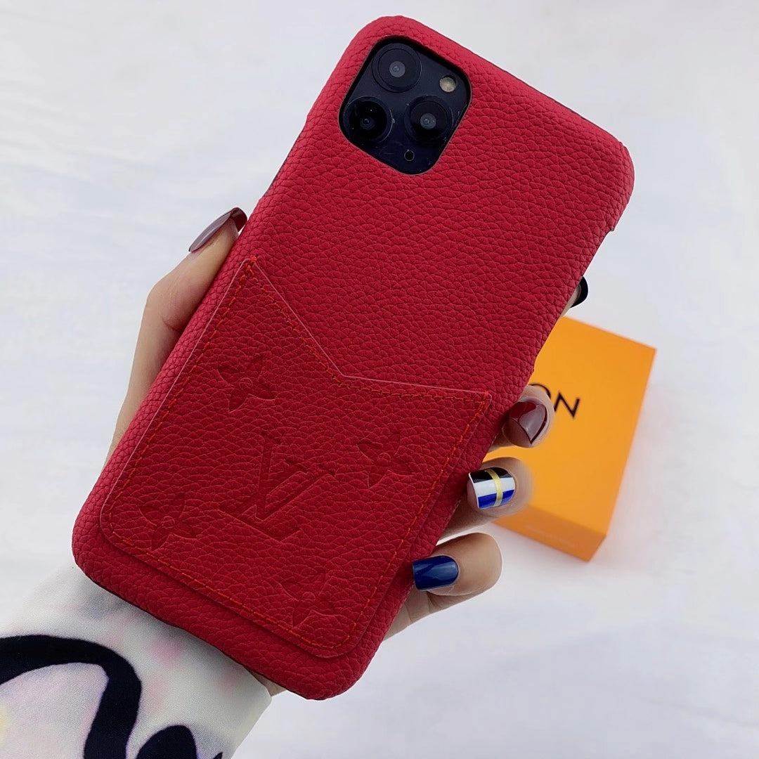 Leather card pocket splicing phone case