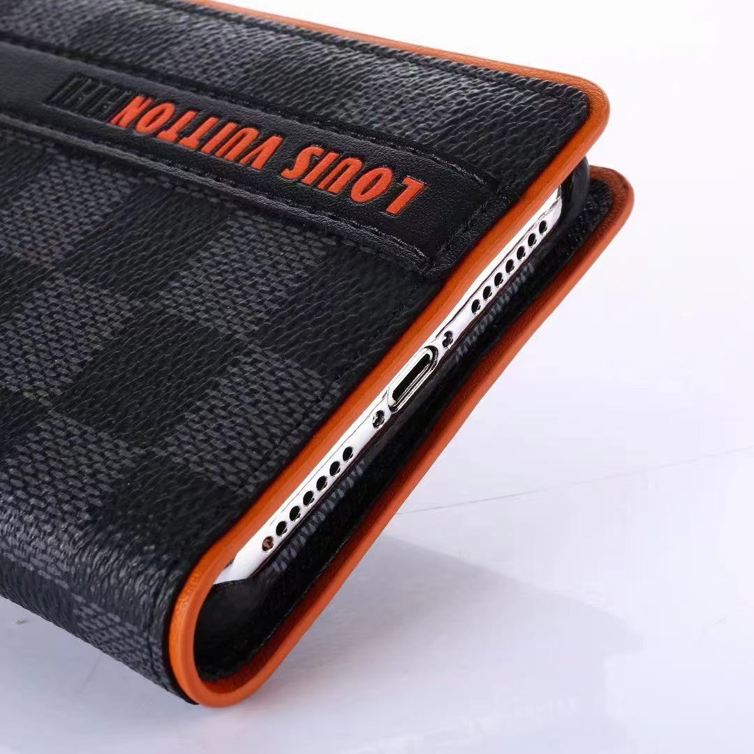 Square leather card case phone case