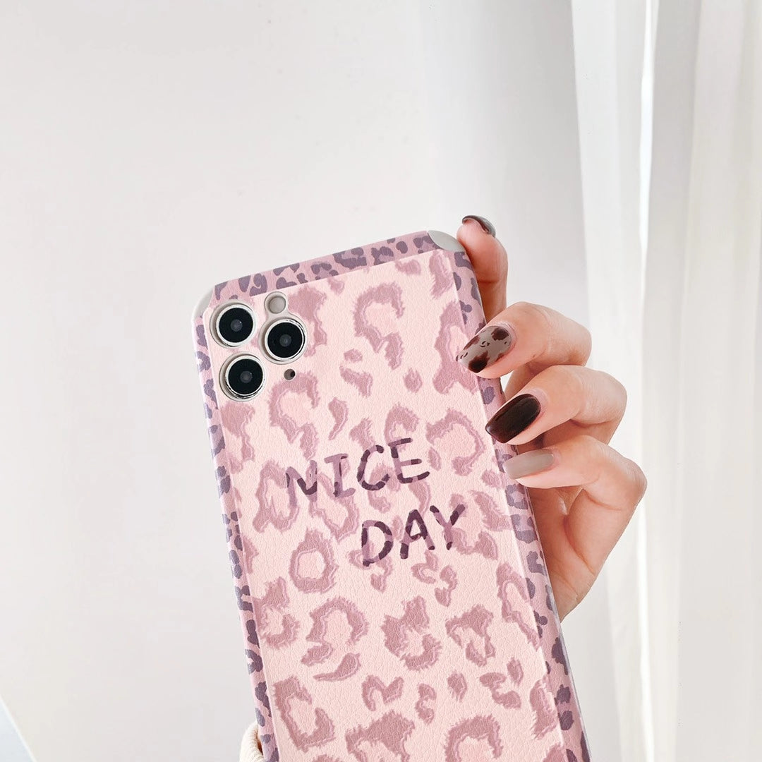 Fashion pink leopard print phone case