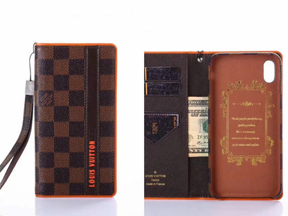 Square leather card case phone case