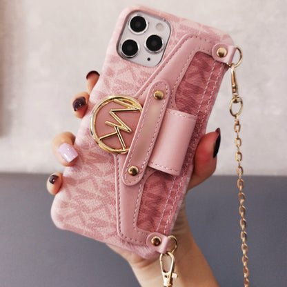 Diagonal chain card case phone case
