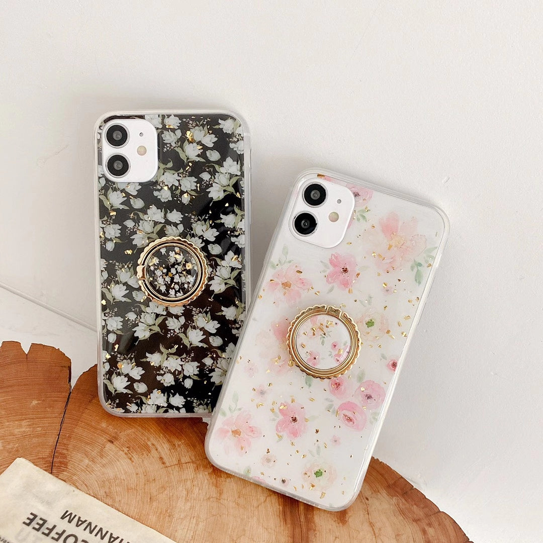 Small floral gold foil phone case