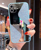Glitter makeup mirror phone case
