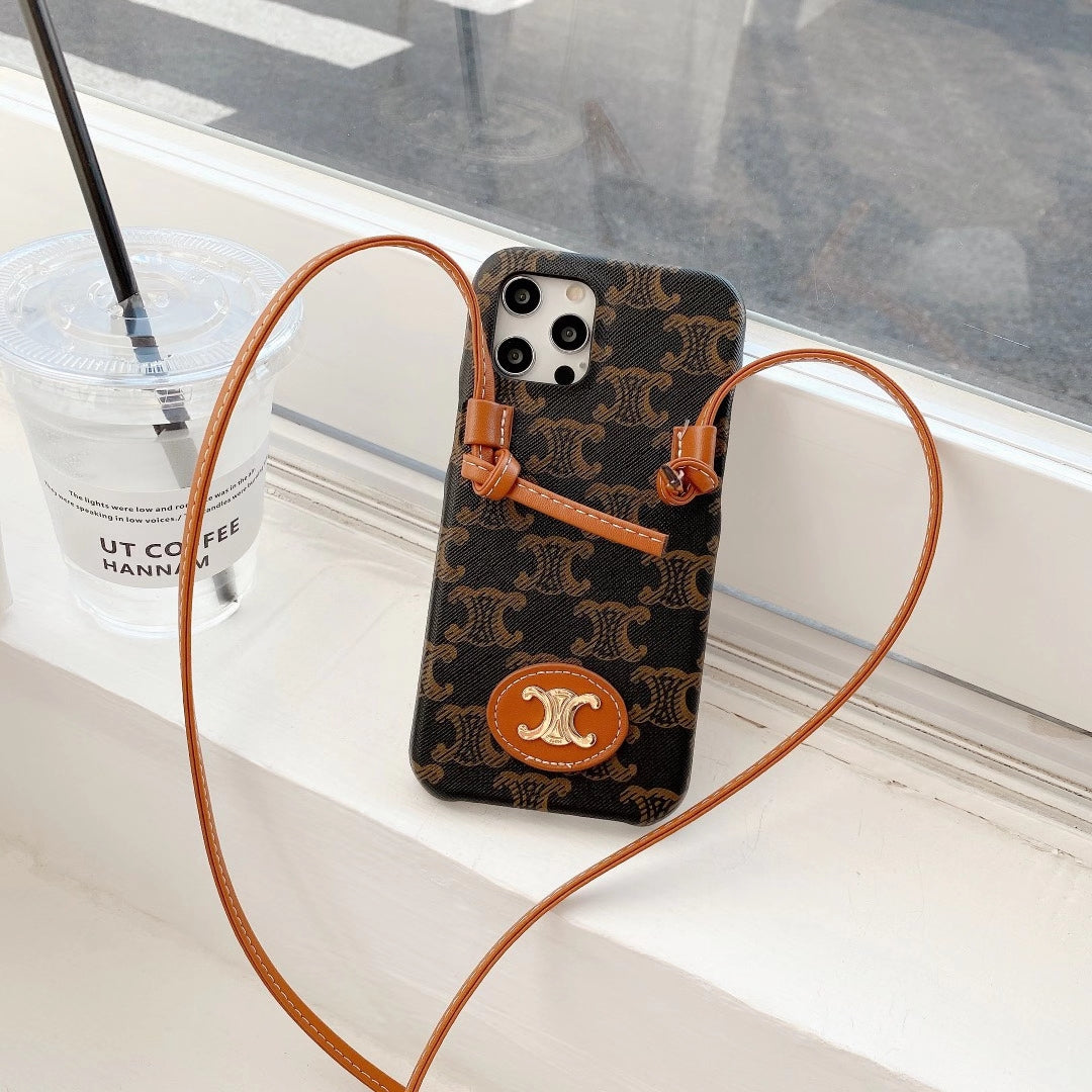 Fashion slant back lanyard phone case