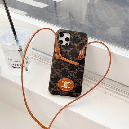 Fashion slant back lanyard phone case