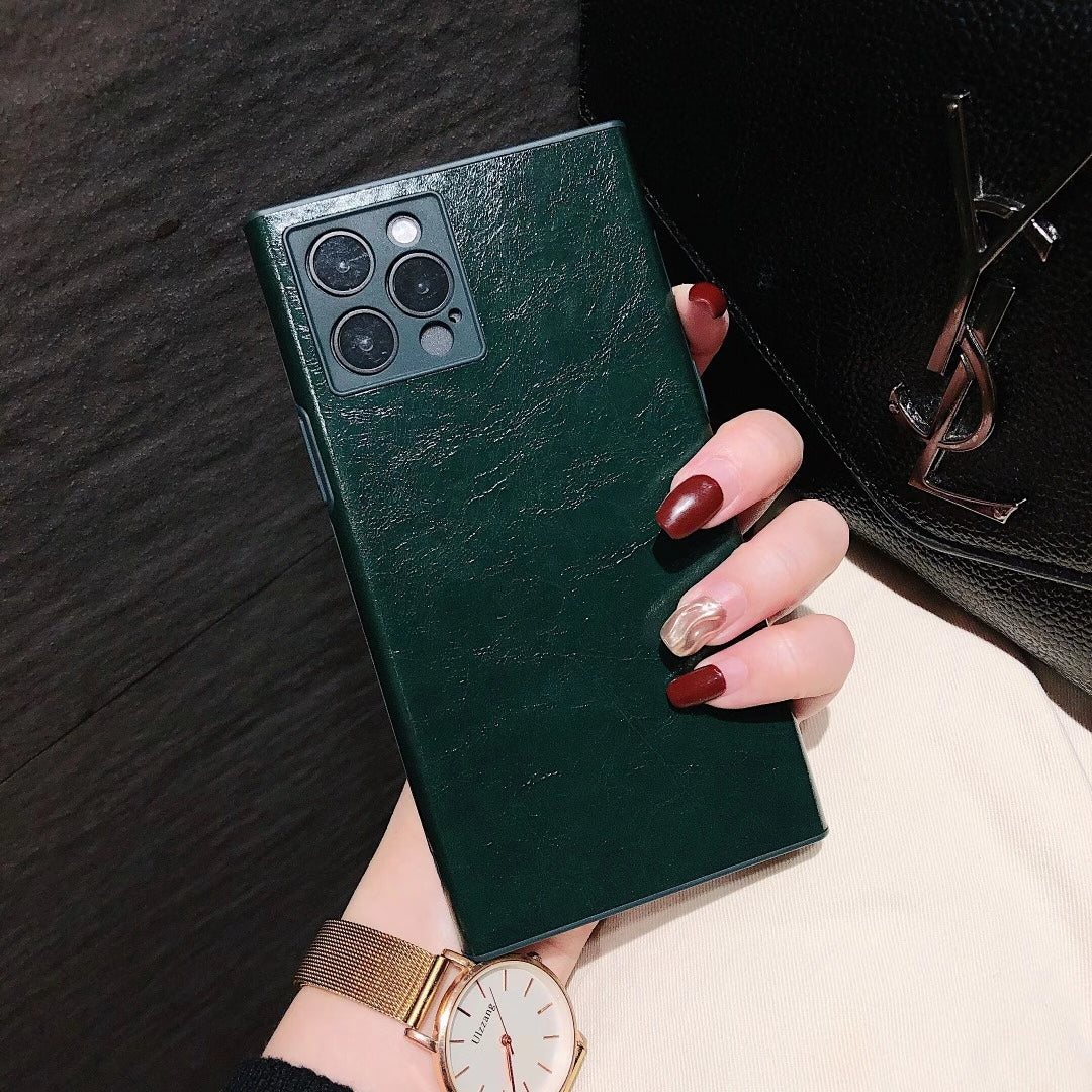 High-end leather simple square phone case