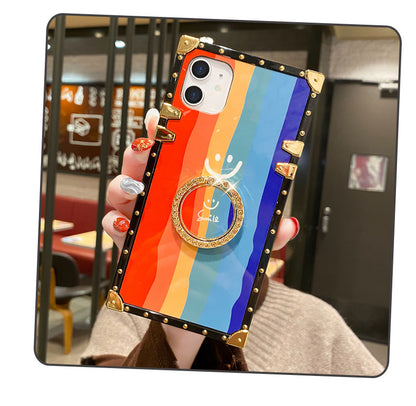 Rainbow smiley square phone case for iphone