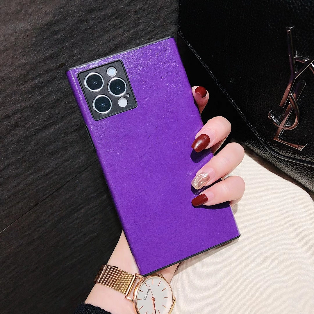 High-end leather simple square phone case