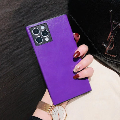 High-end leather simple square phone case