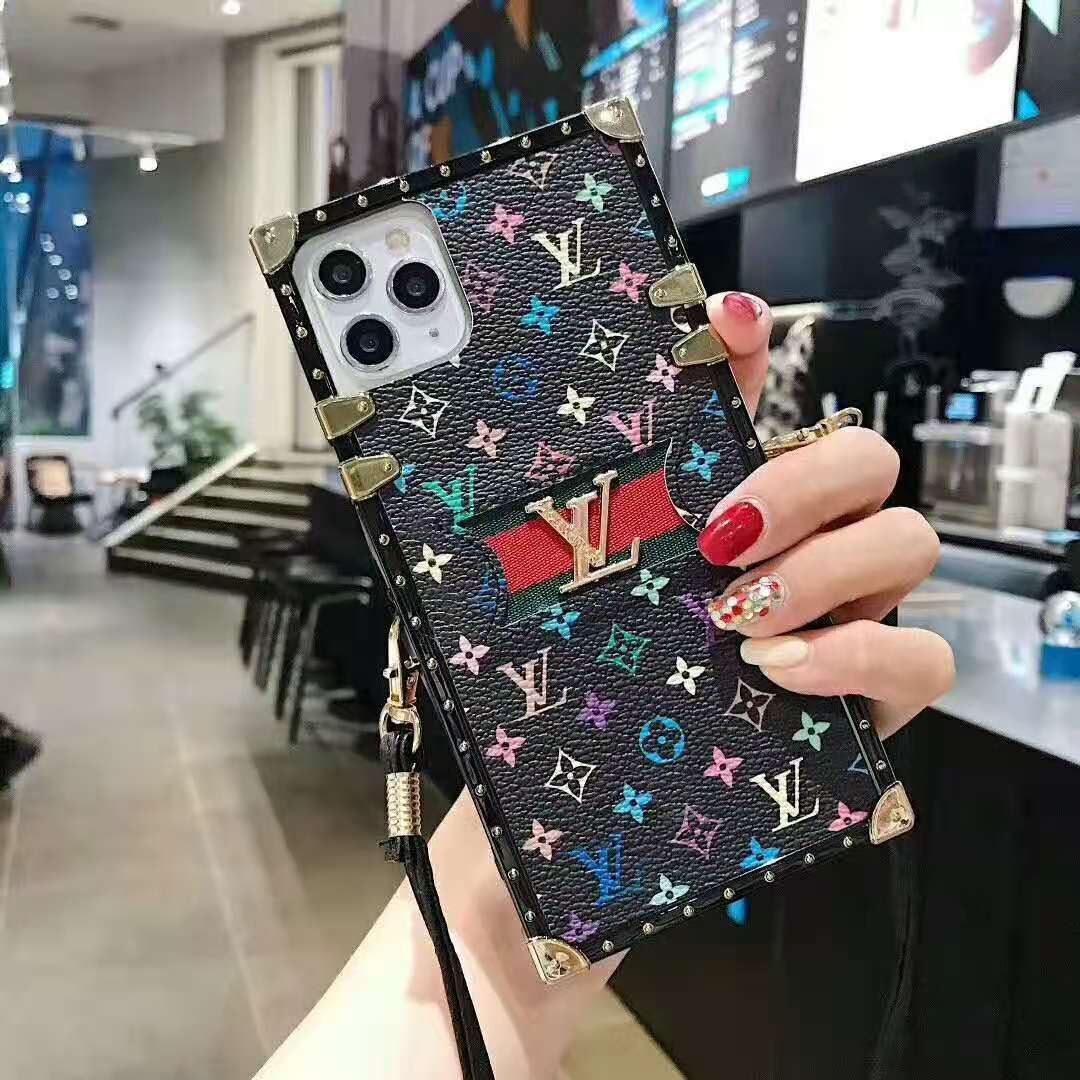 Leather stitching lanyard phone case for iPhone