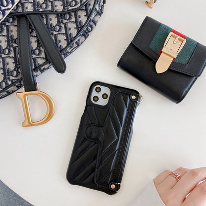 High-end leather hanging bag phone case