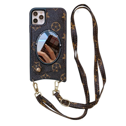Luxury makeup mirror bracket phone case