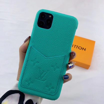 Leather card pocket splicing phone case