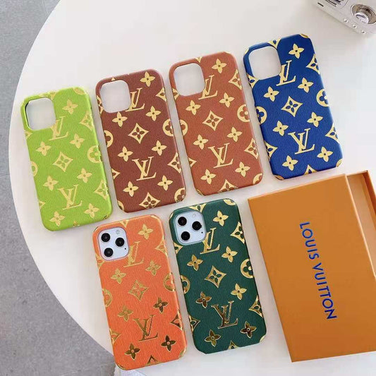 Bronzing pattern leather phone case