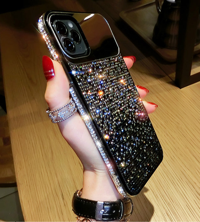 Gradient rhinestone mirror phone case