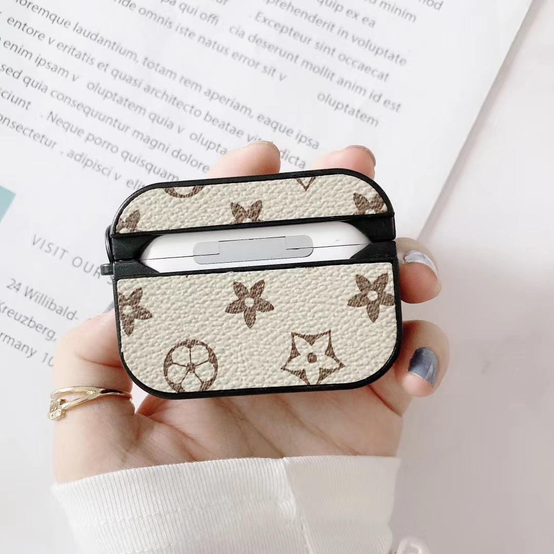 Retro flower  leather Airpods case