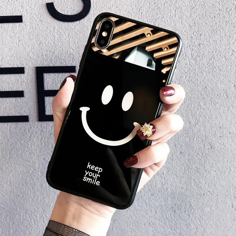 Cute Smiley Printed Tempered Glass Case - LVCASE