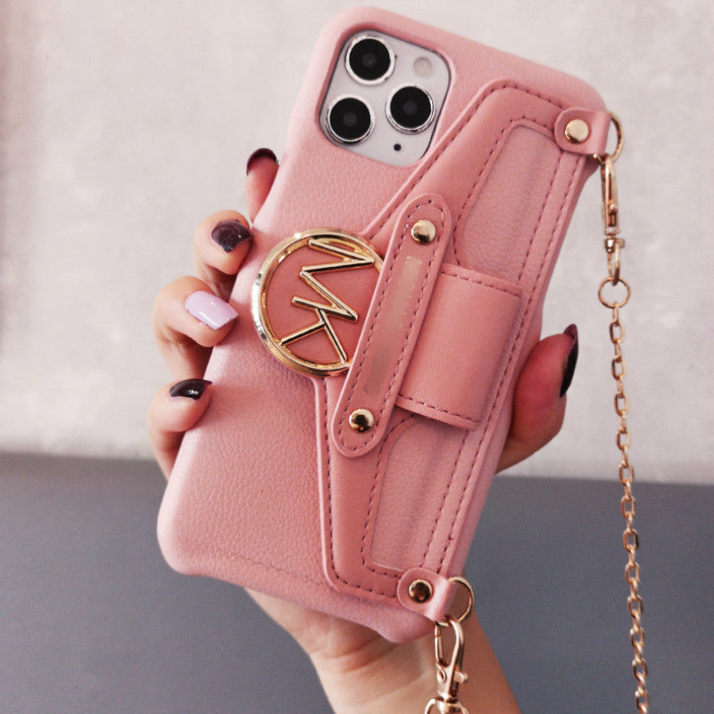 Diagonal chain card case phone case