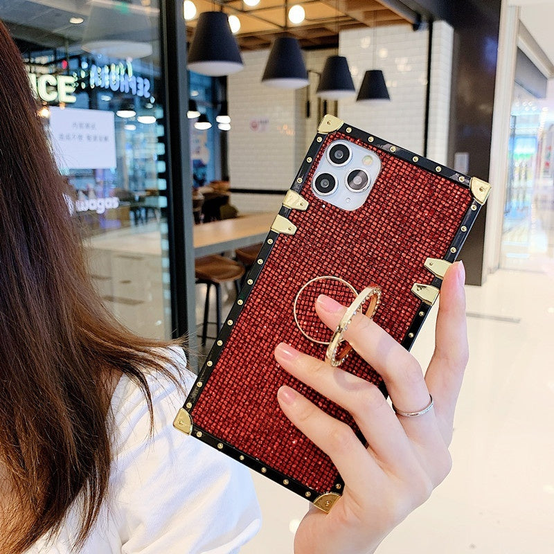 Luxurious Shiny square Ring bracket phone case