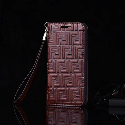 Leather card holder lanyard phone case