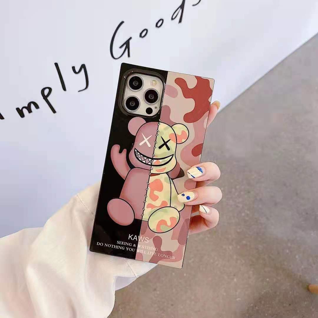 Glossy Violent Bear Square Phone Case For iphone