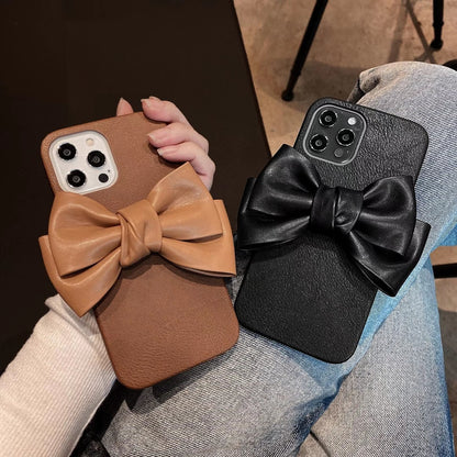 Bowknot leather phone case
