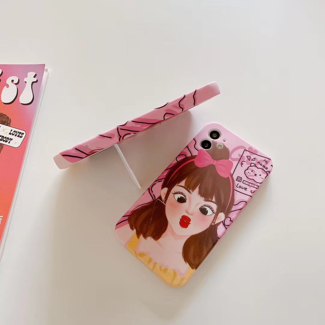 Cute girl invisible bracket phone case