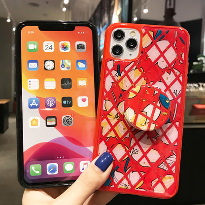 Grid Retro Floral bracket phone Case