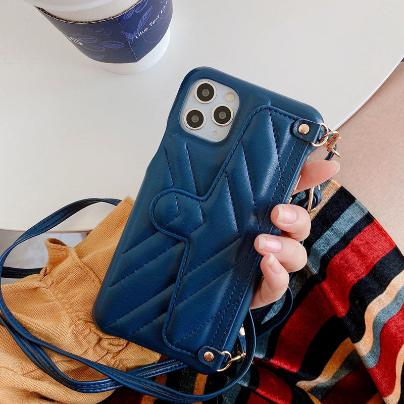 High-end leather hanging bag phone case