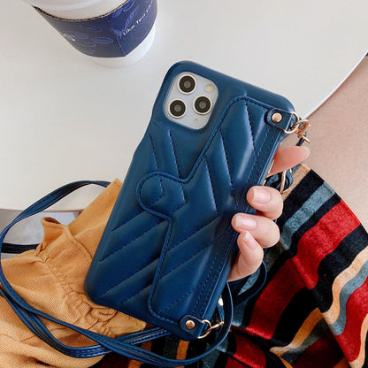 High-end leather hanging bag phone case