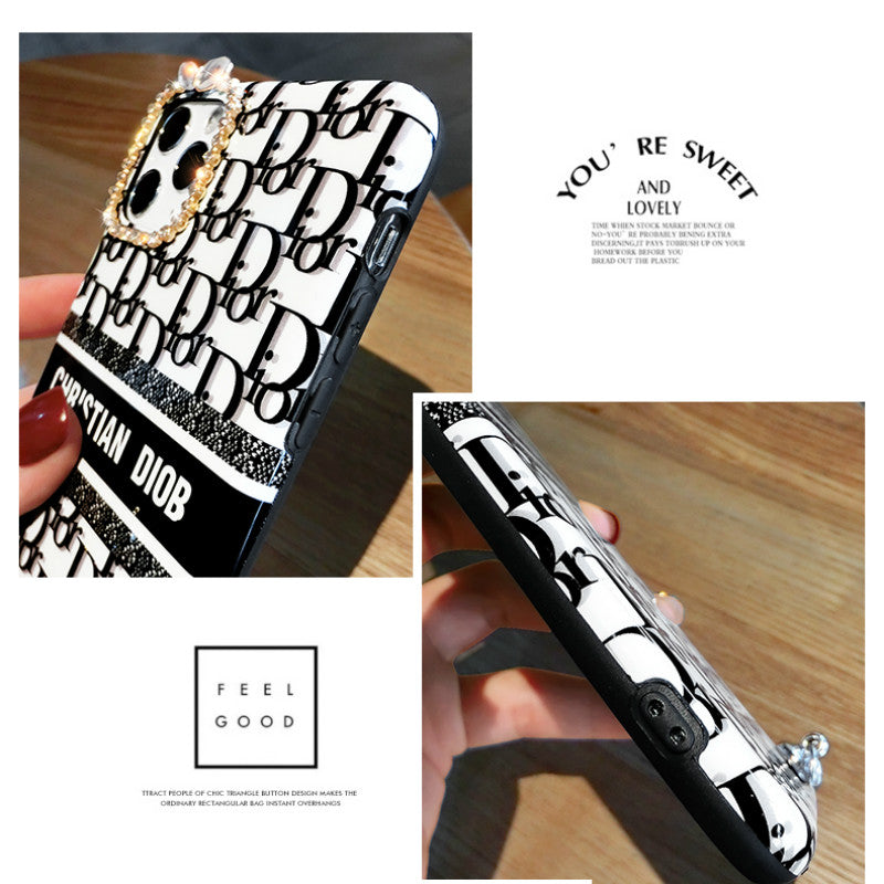 Luxury letter hair ball lanyard phone case